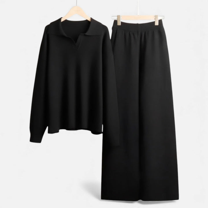 Charles Maison | Women’s Cashmere-Feel Polo Lounge Set with Elegant Knit Detail