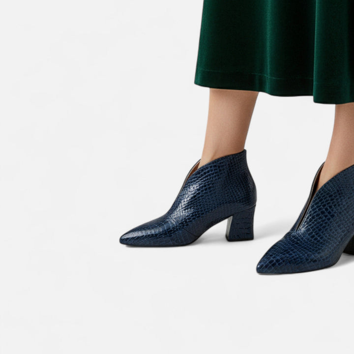 Charles Maison | Women’s Patent Leather V-Cut Ankle Boots