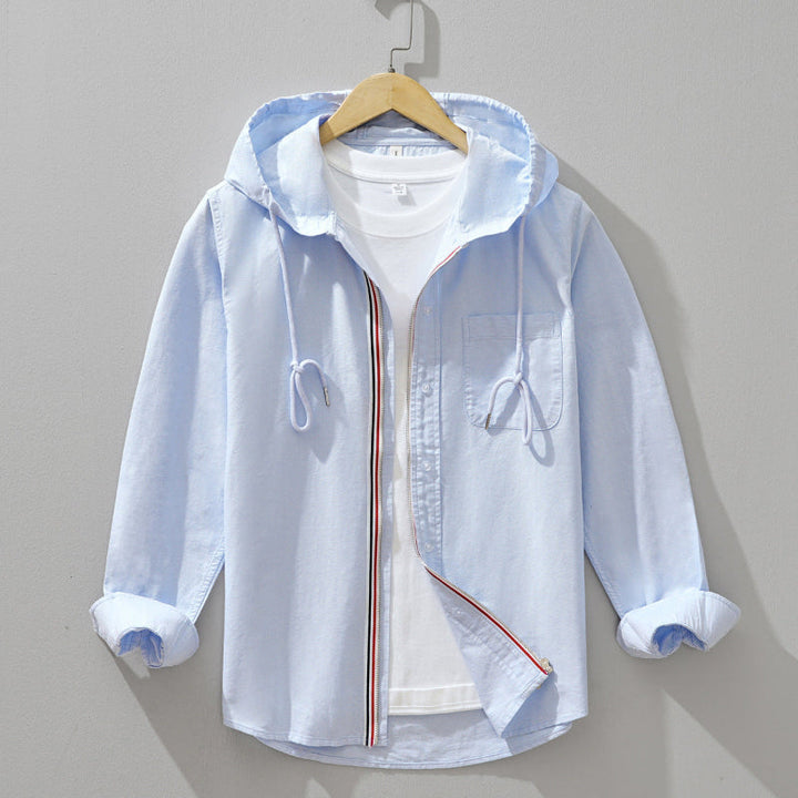 Linen Hoodie Shirt with Tab