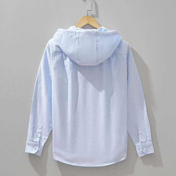 Linen Hoodie Shirt with Tab