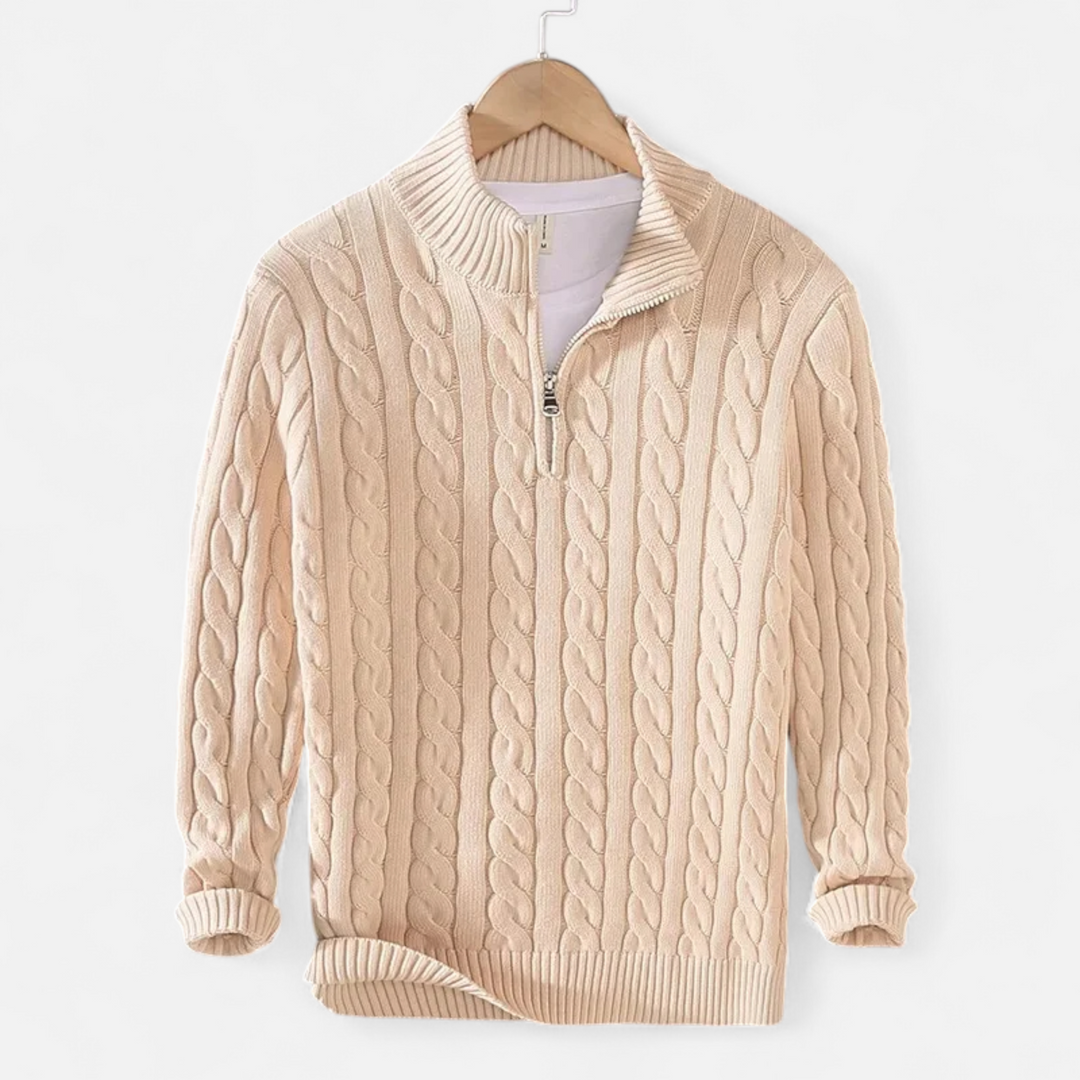 Charles Maison | Men’s Thick-Knit Turtleneck Zip Sweater