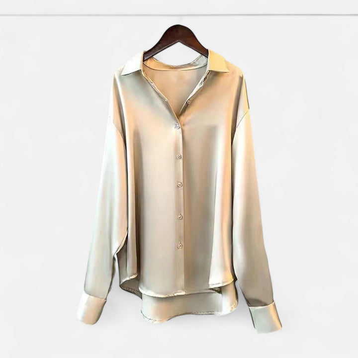 Charles Maison | Women’s Silk Satin Blouse – Autumn Poise Edition