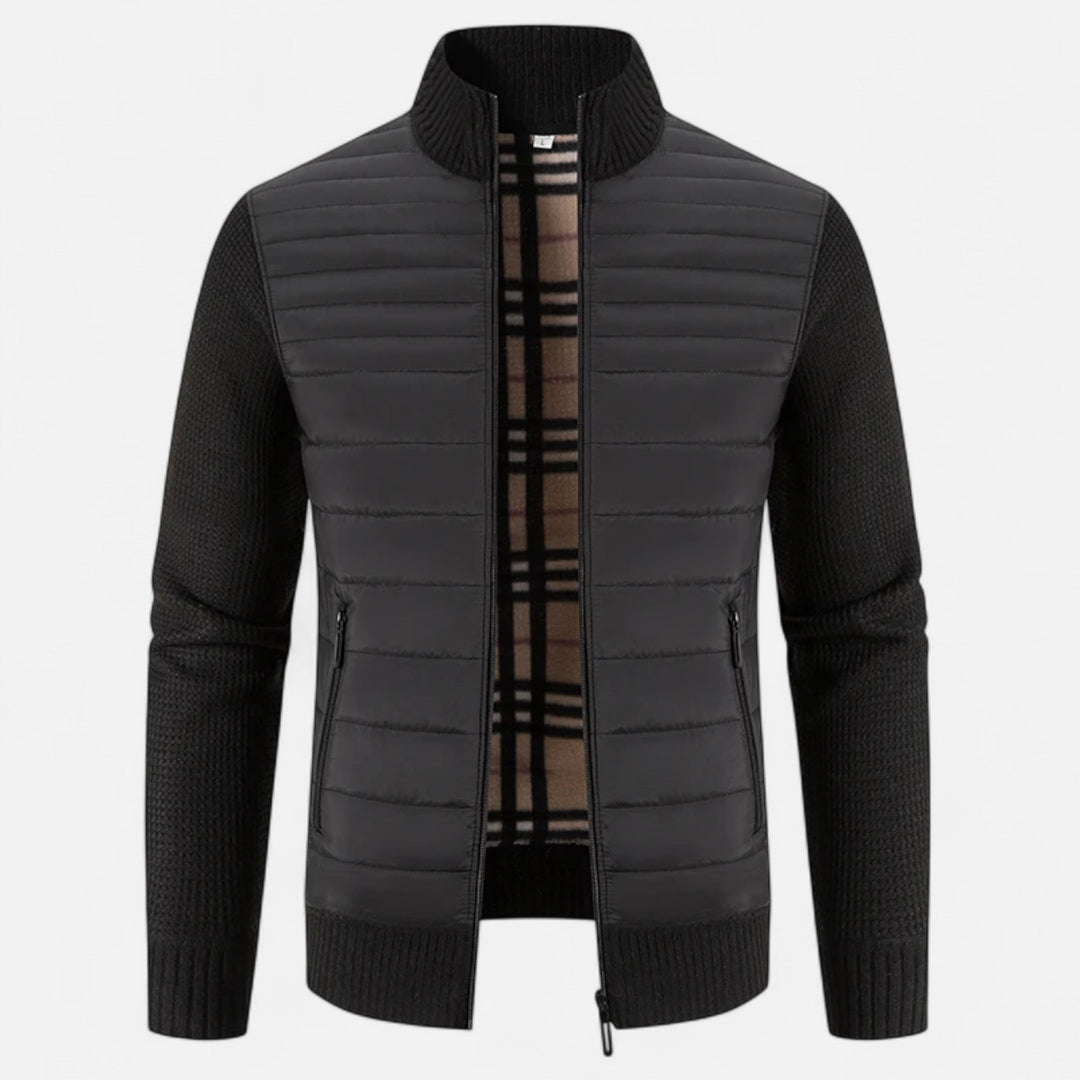 Charles Maison | Men’s Fleece Stand-Collar Patchwork Jacket