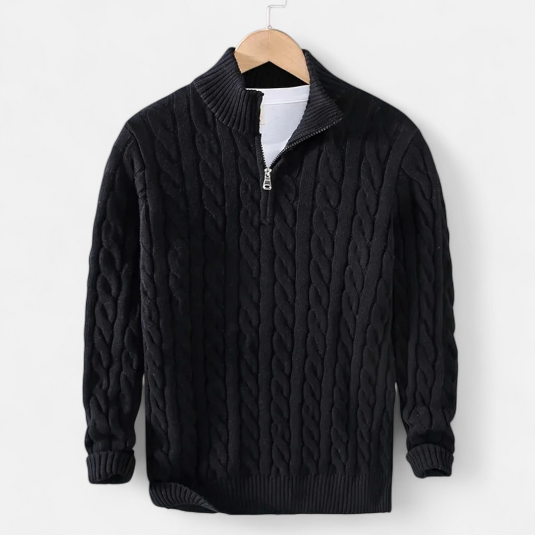 Charles Maison | Men’s Thick-Knit Turtleneck Zip Sweater