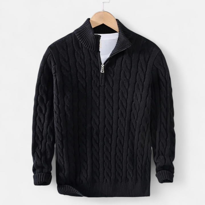 Charles Maison | Men’s Thick-Knit Turtleneck Zip Sweater