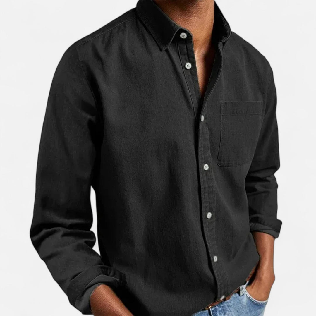 Charles Maison | Men’s Solid Long-Sleeve Business Shirt