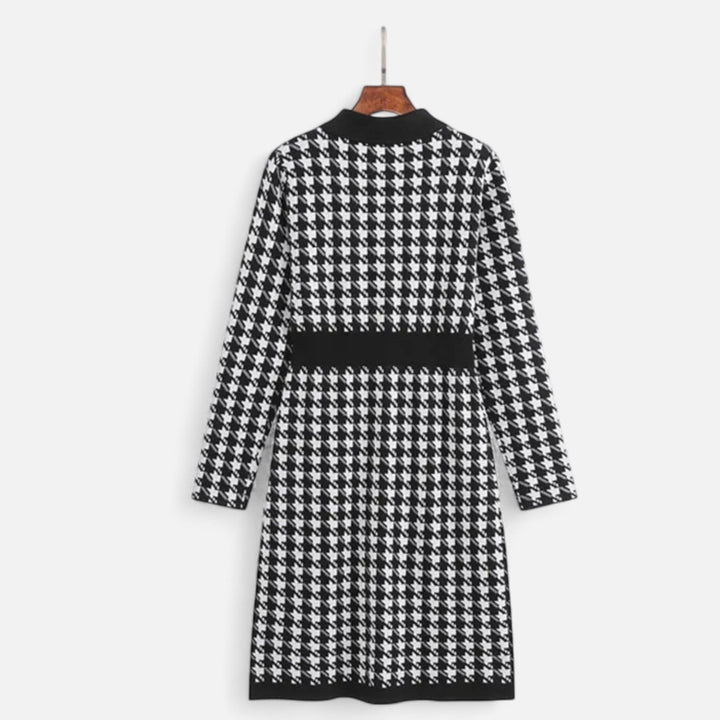 Charles Maison | Women’s Pencil Sheath Dress in Black & White Houndstooth