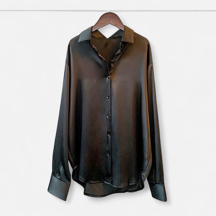 Charles Maison | Women’s Silk Satin Blouse – Autumn Poise Edition