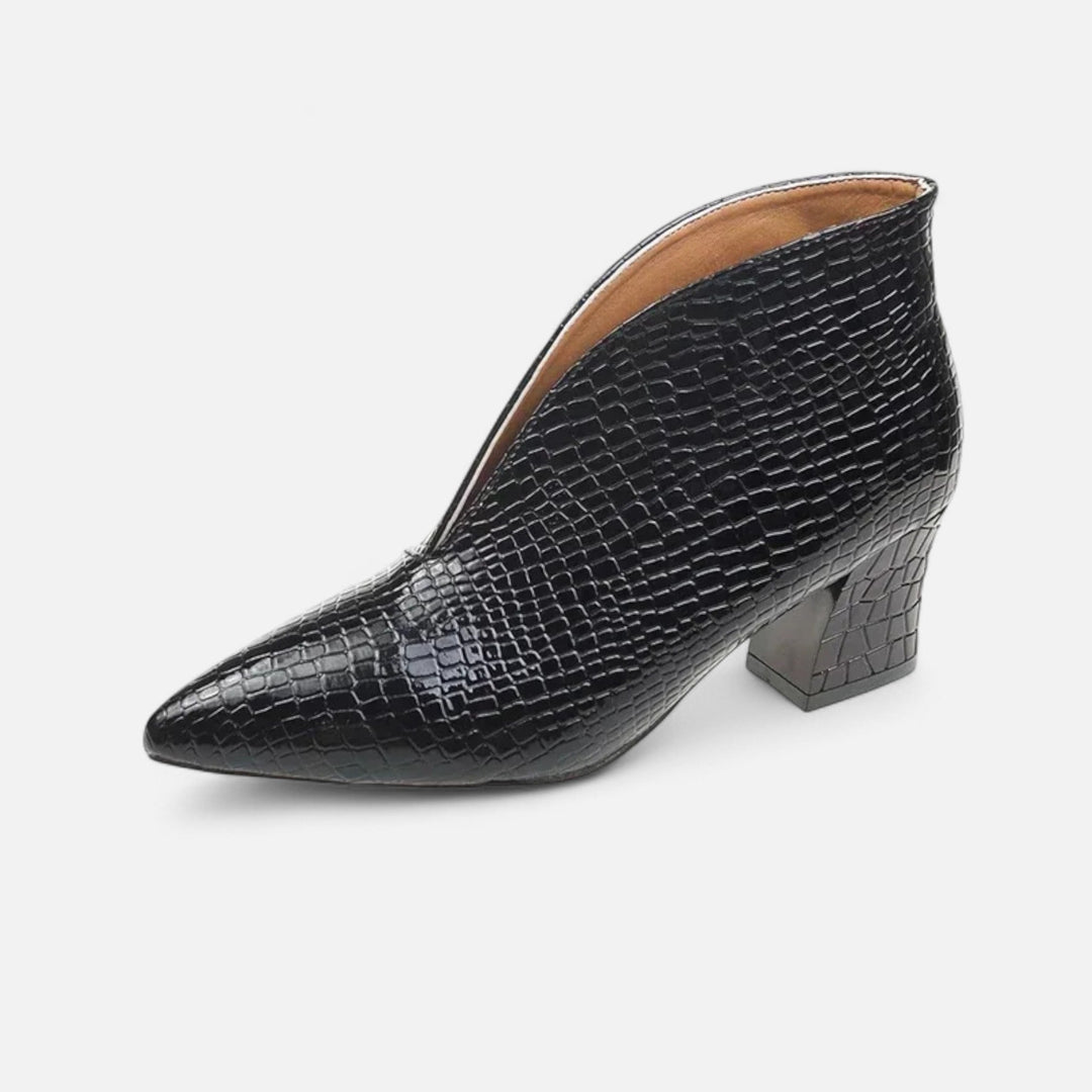 Charles Maison | Women’s Patent Leather V-Cut Ankle Boots