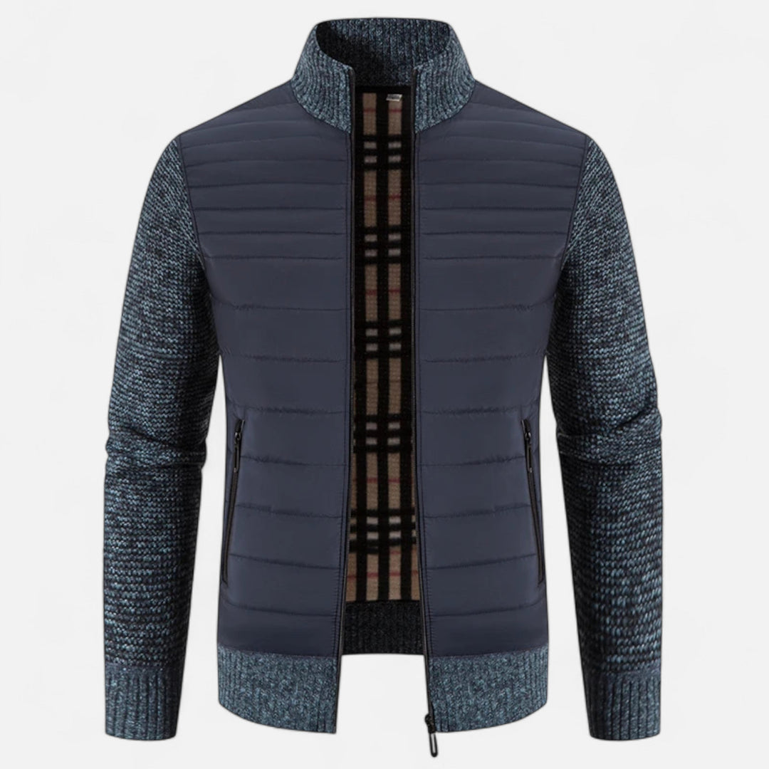 Charles Maison | Men’s Fleece Stand-Collar Patchwork Jacket