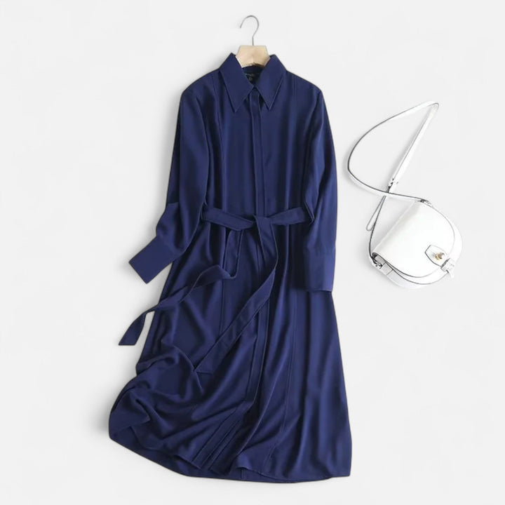 Charles Maison | Women’s Slim-Fit Cotton-Blend Midi Shirt-Dress with Belt
