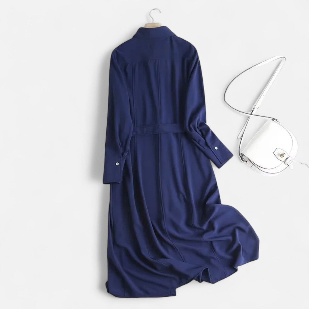 Charles Maison | Women’s Slim-Fit Cotton-Blend Midi Shirt-Dress with Belt