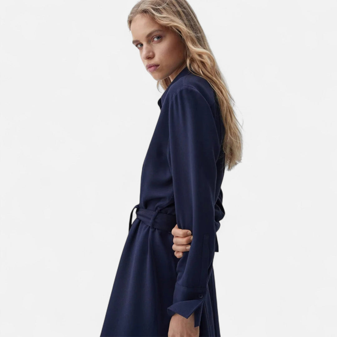 Charles Maison | Women’s Slim-Fit Cotton-Blend Midi Shirt-Dress with Belt