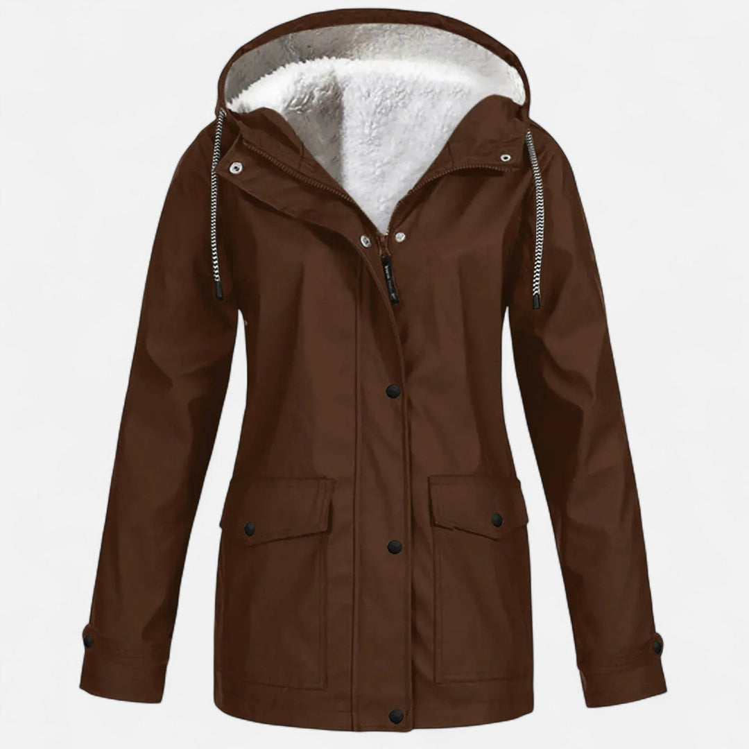 Charles Maison | Women’s Hooded Ski Coat in Plush Velvet Windproof