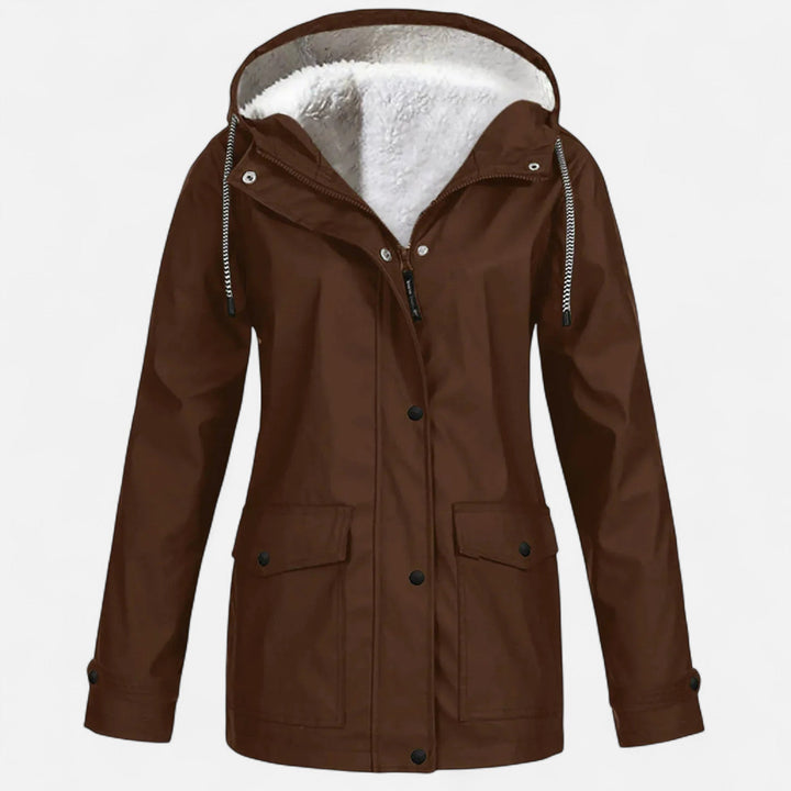 Charles Maison | Women’s Hooded Ski Coat in Plush Velvet Windproof
