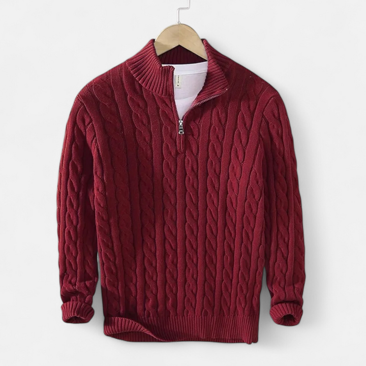 Charles Maison | Men’s Thick-Knit Turtleneck Zip Sweater