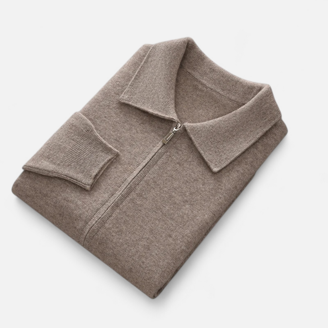 Charles Maison | Men’s Wool-Cashmere Zip Business Sweater
