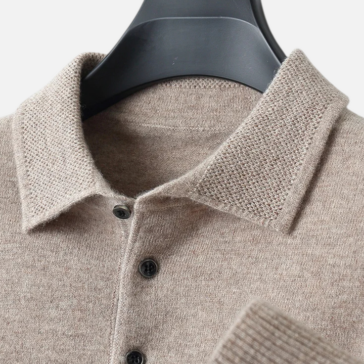 Charles Maison | Men’s Merino Wool Polo Sweater
