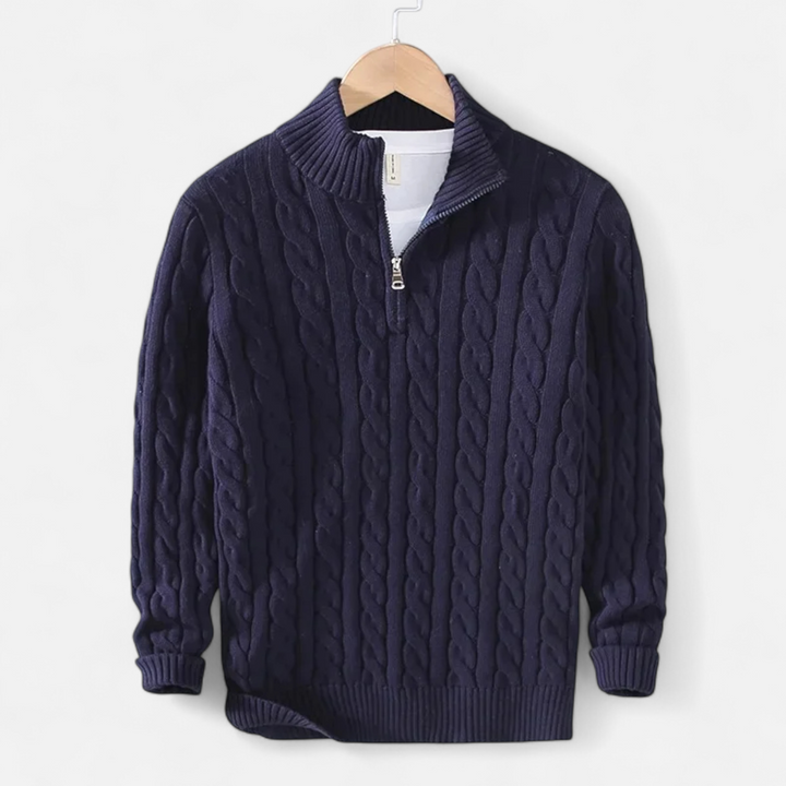 Charles Maison | Men’s Thick-Knit Turtleneck Zip Sweater
