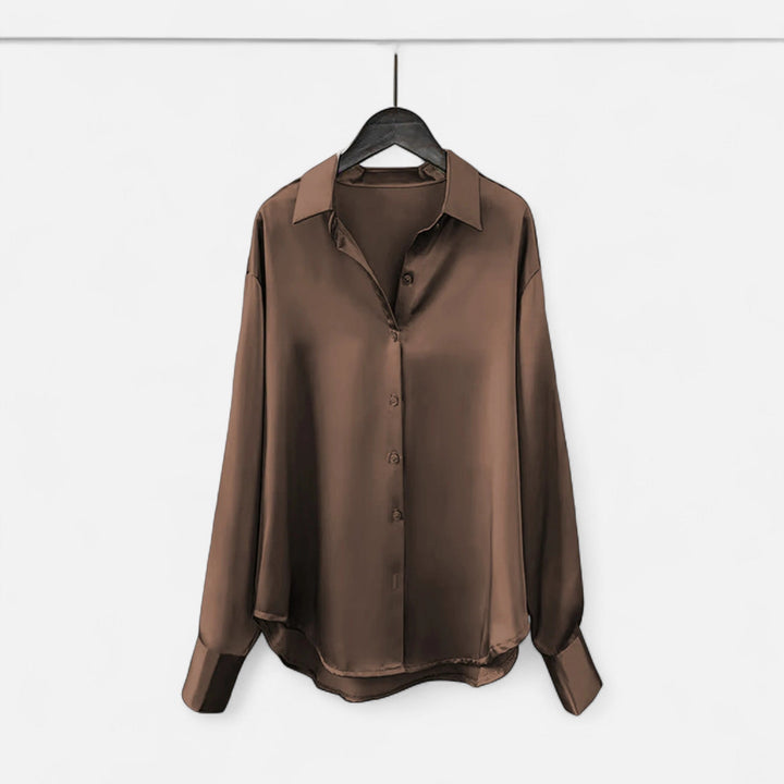 Charles Maison | Women’s Silk Satin Blouse – Autumn Poise Edition