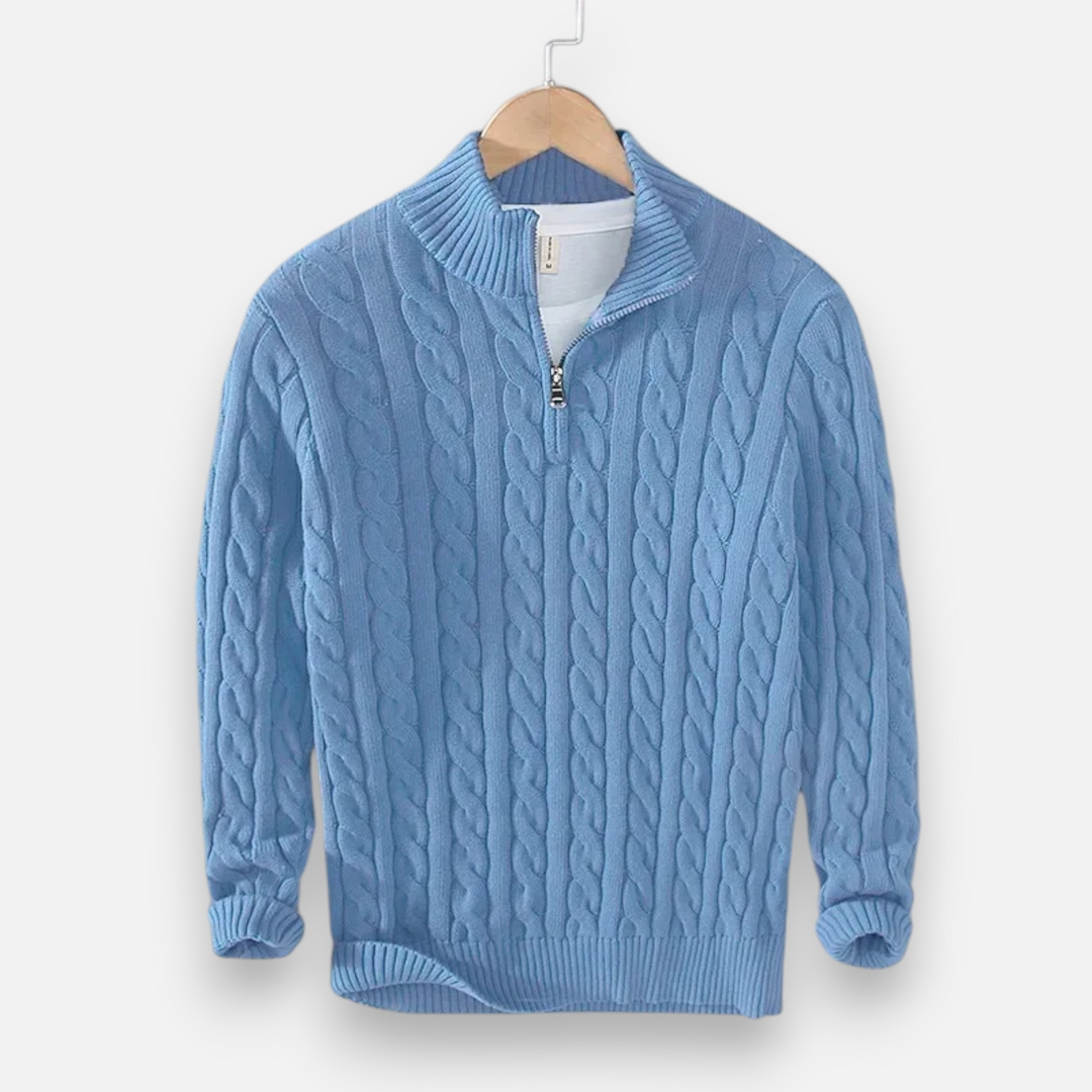 Charles Maison | Men’s Thick-Knit Turtleneck Zip Sweater