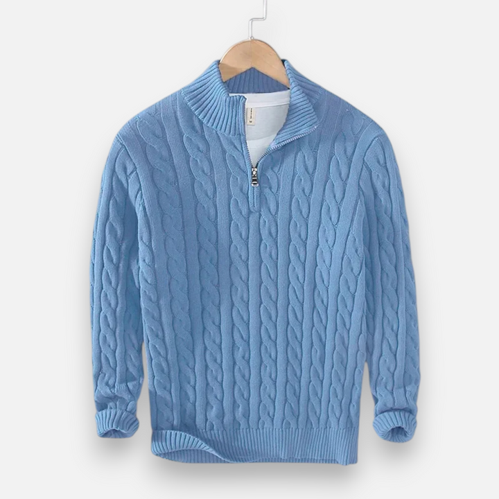 Charles Maison | Men’s Thick-Knit Turtleneck Zip Sweater