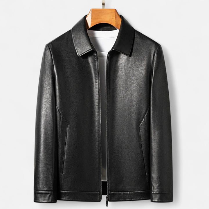 Charles Maison | Men’s PU Leather Jacket – Stand Collar Autumn Elegance