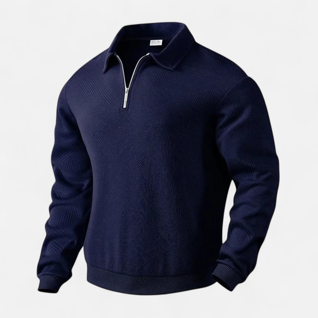 Charles Maison | Men’s Long-Sleeved Polo Shirt | Zipper Lapel