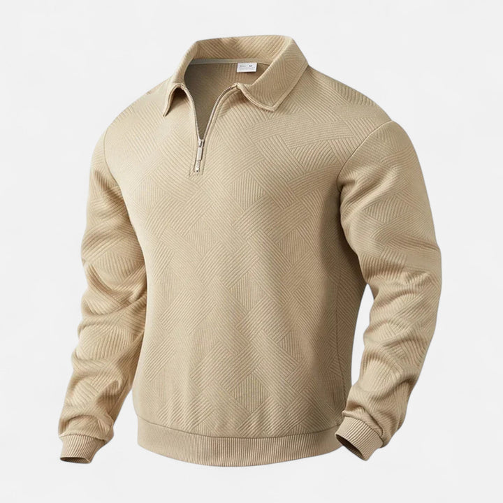 Charles Maison | Men’s Long-Sleeved Polo Shirt | Zipper Lapel