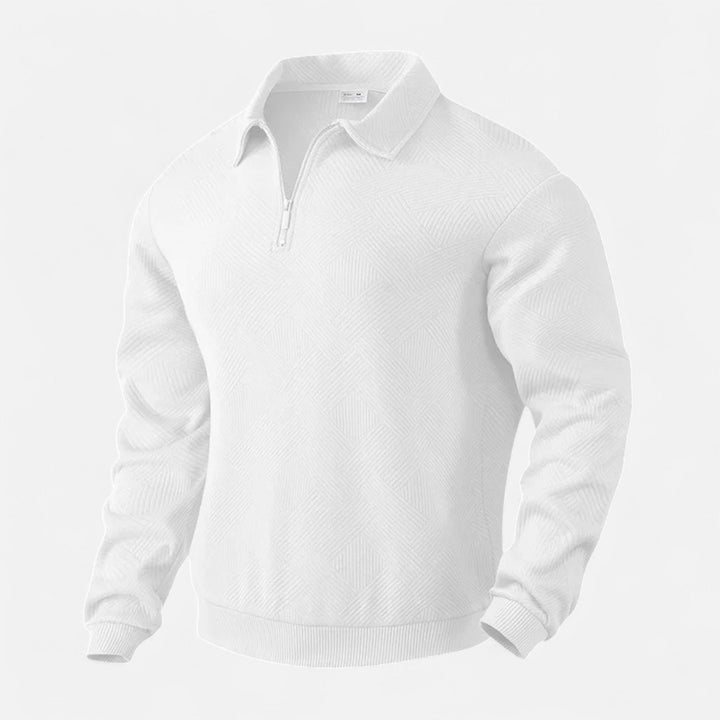 Charles Maison | Men’s Long-Sleeved Polo Shirt | Zipper Lapel