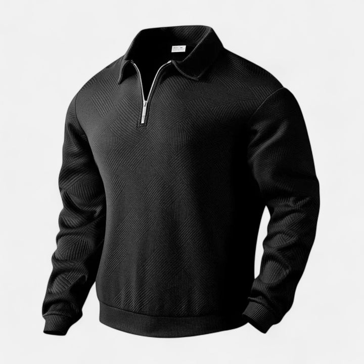 Charles Maison | Men’s Long-Sleeved Polo Shirt | Zipper Lapel