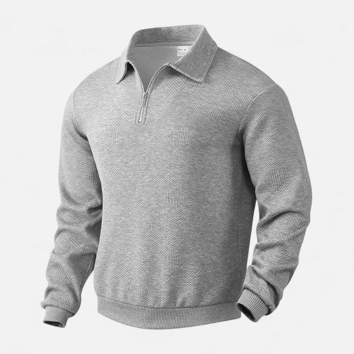 Charles Maison | Men’s Long-Sleeved Polo Shirt | Zipper Lapel