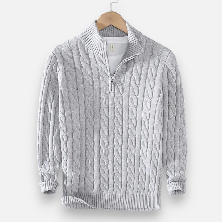 Charles Maison | Men’s Thick-Knit Turtleneck Zip Sweater