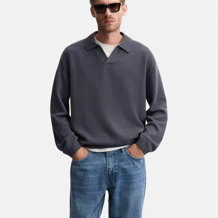 Charles Maison | Men’s Knitted Cotton Polo Shirt