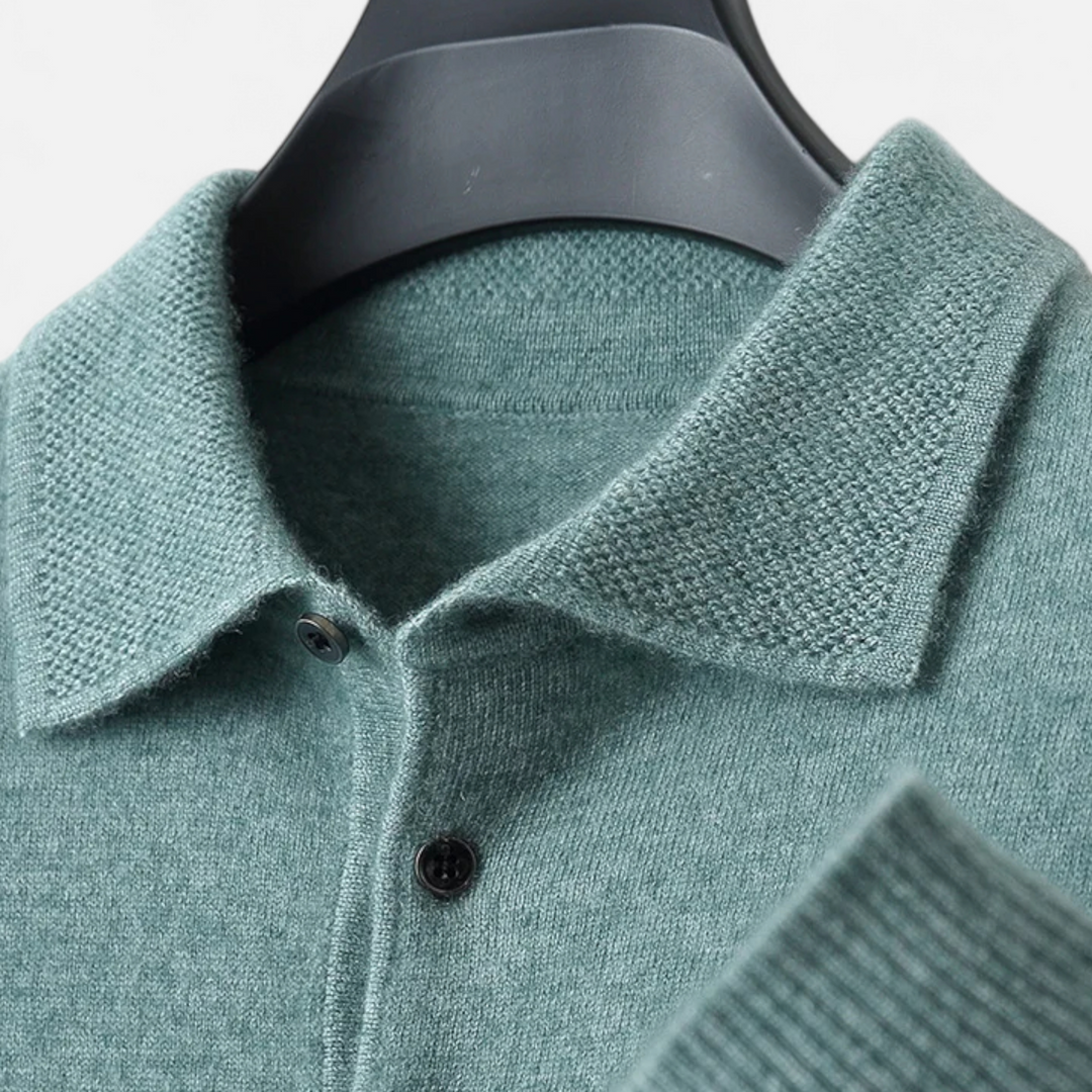 Charles Maison | Men’s Merino Wool Polo Sweater