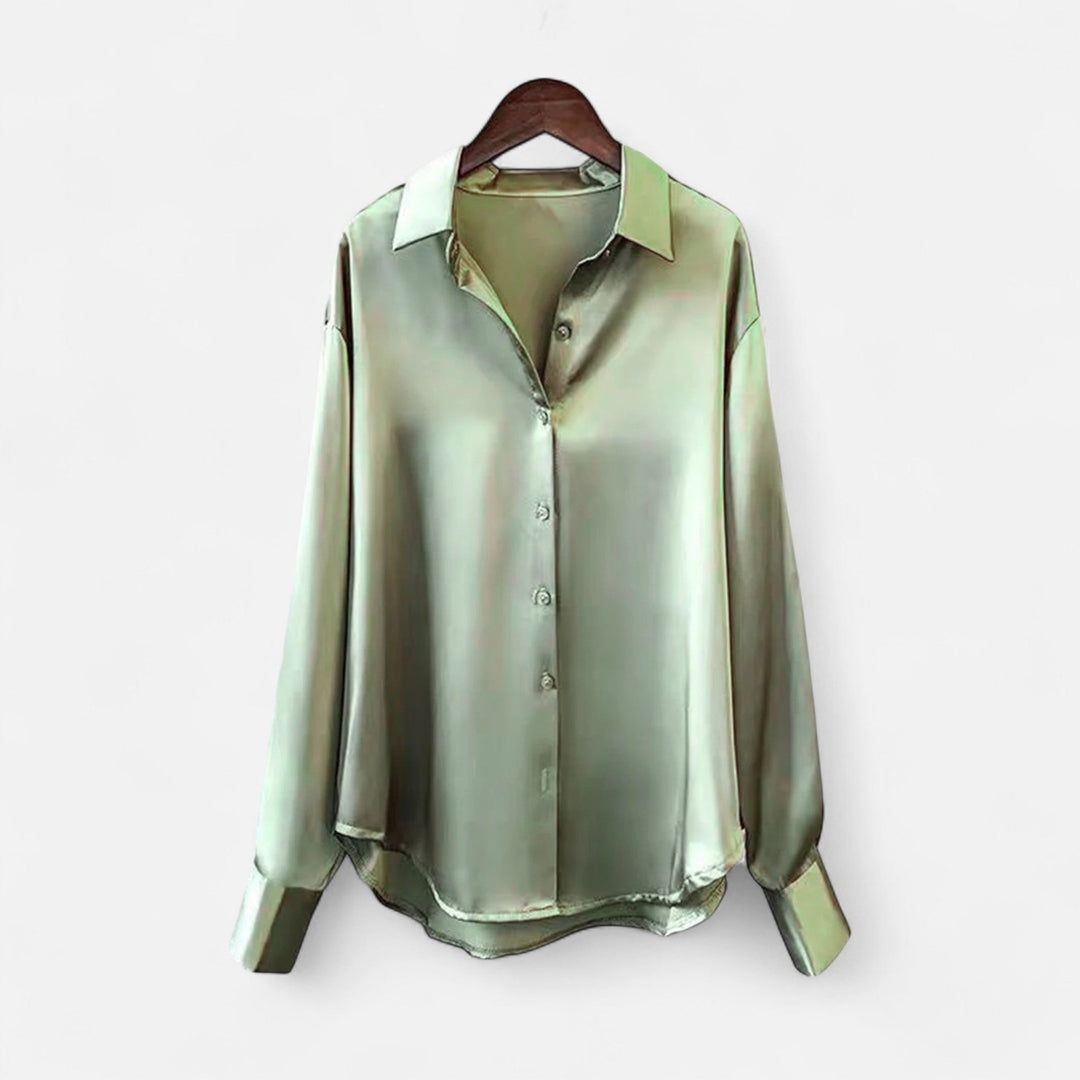 Charles Maison | Women’s Silk Satin Blouse – Autumn Poise Edition