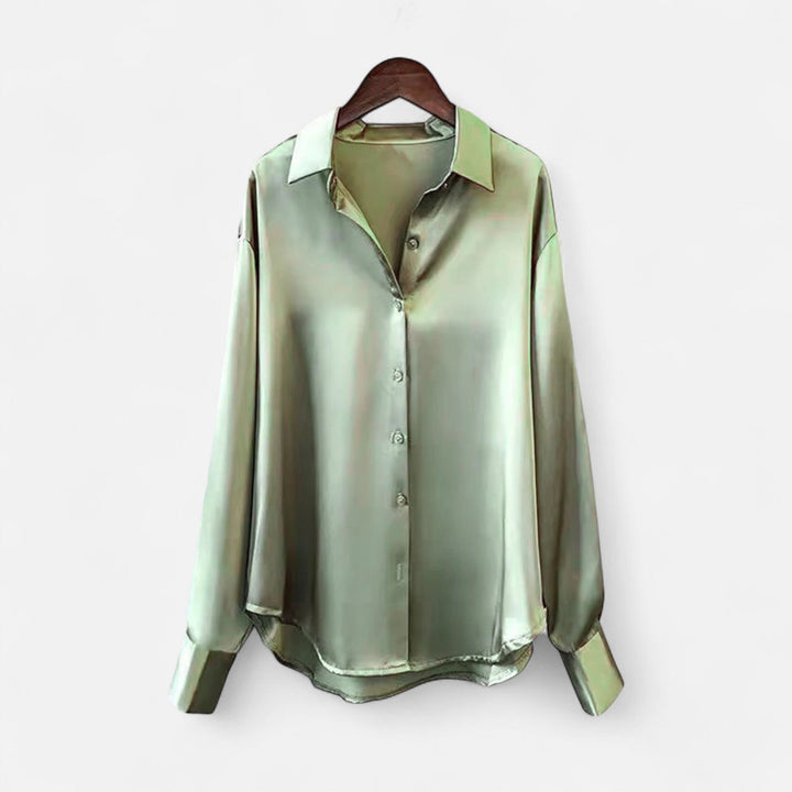 Charles Maison | Women’s Silk Satin Blouse – Autumn Poise Edition
