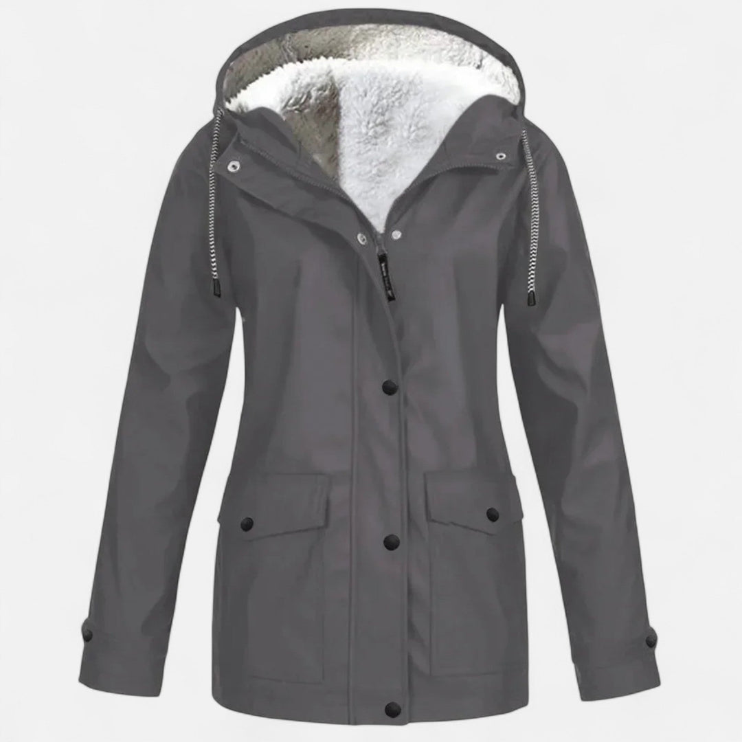 Charles Maison | Women’s Hooded Ski Coat in Plush Velvet Windproof