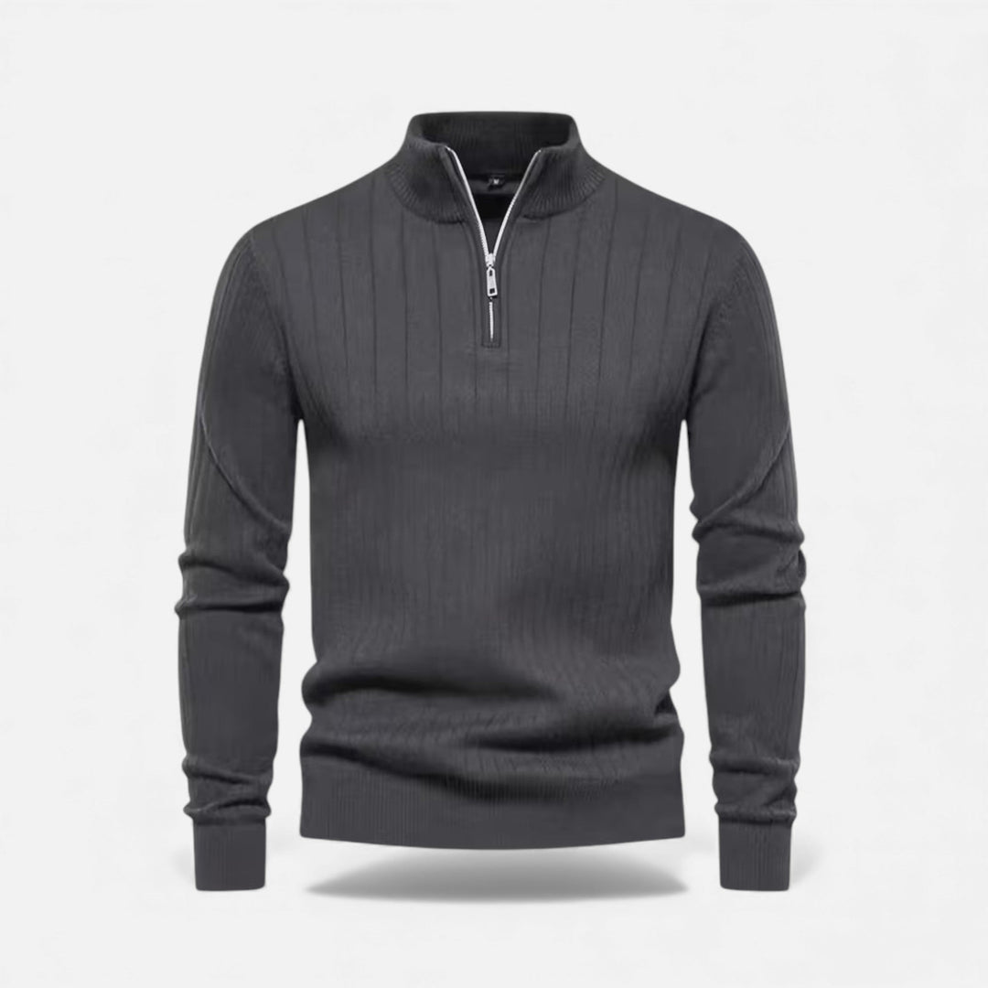 Charles Maison | Men’s Warm Minimalist Zippered Knit Sweater