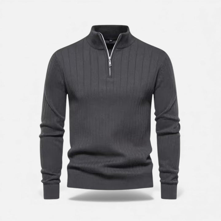 Charles Maison | Men’s Warm Minimalist Zippered Knit Sweater