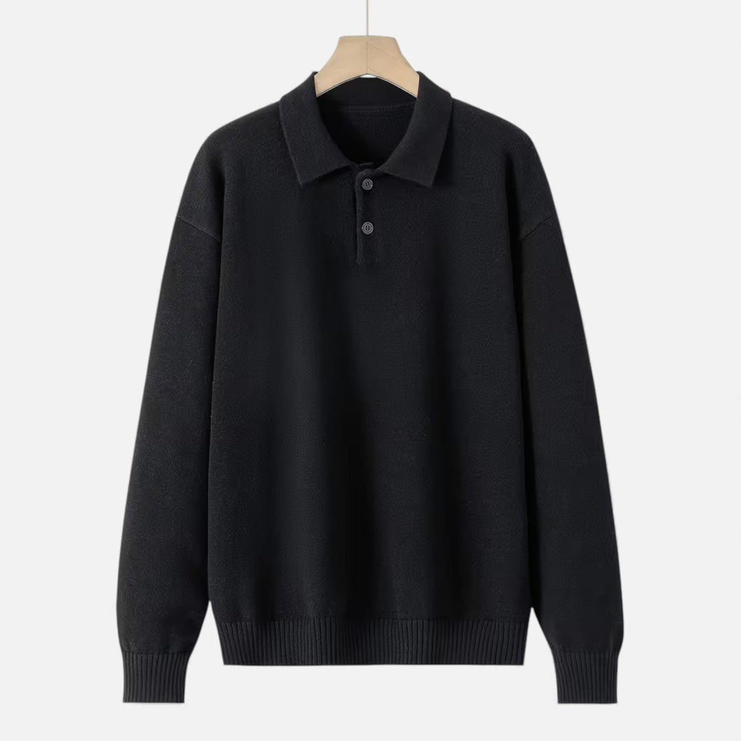 Charles Maison | Men’s Loose-Fit Button-Up Polo Sweater