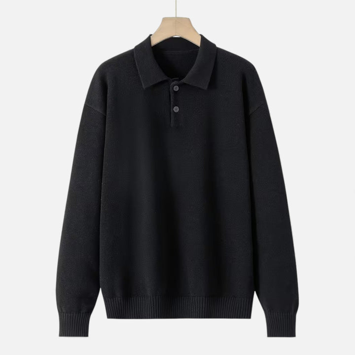 Charles Maison | Men’s Loose-Fit Button-Up Polo Sweater