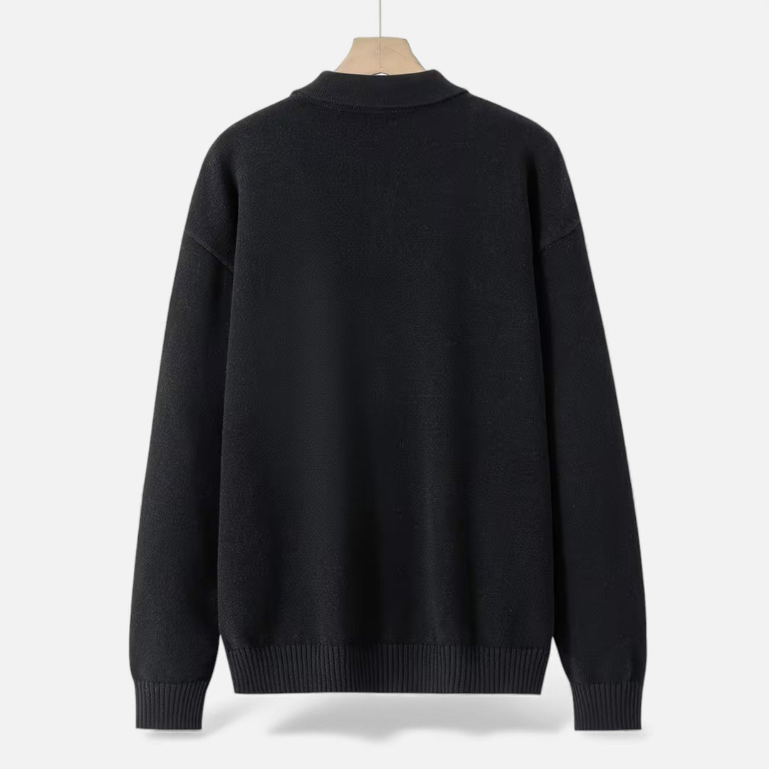 Charles Maison | Men’s Loose-Fit Button-Up Polo Sweater