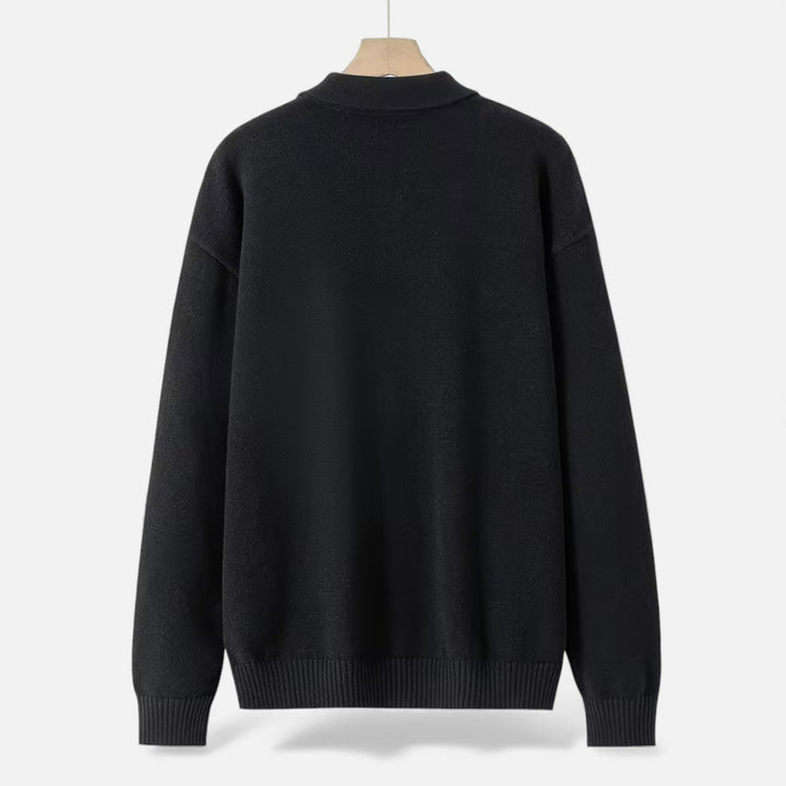 Charles Maison | Men’s Loose-Fit Button-Up Polo Sweater