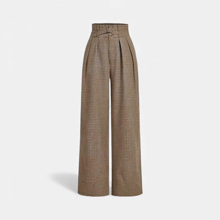 Charles Maison | Women’s Plaid High-Waist Wide-Leg Trousers