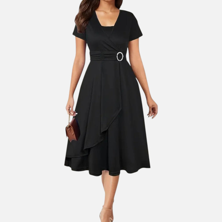 Charles Maison | Women’s Rhinestone V-Neck Asymmetrical Evening Dress