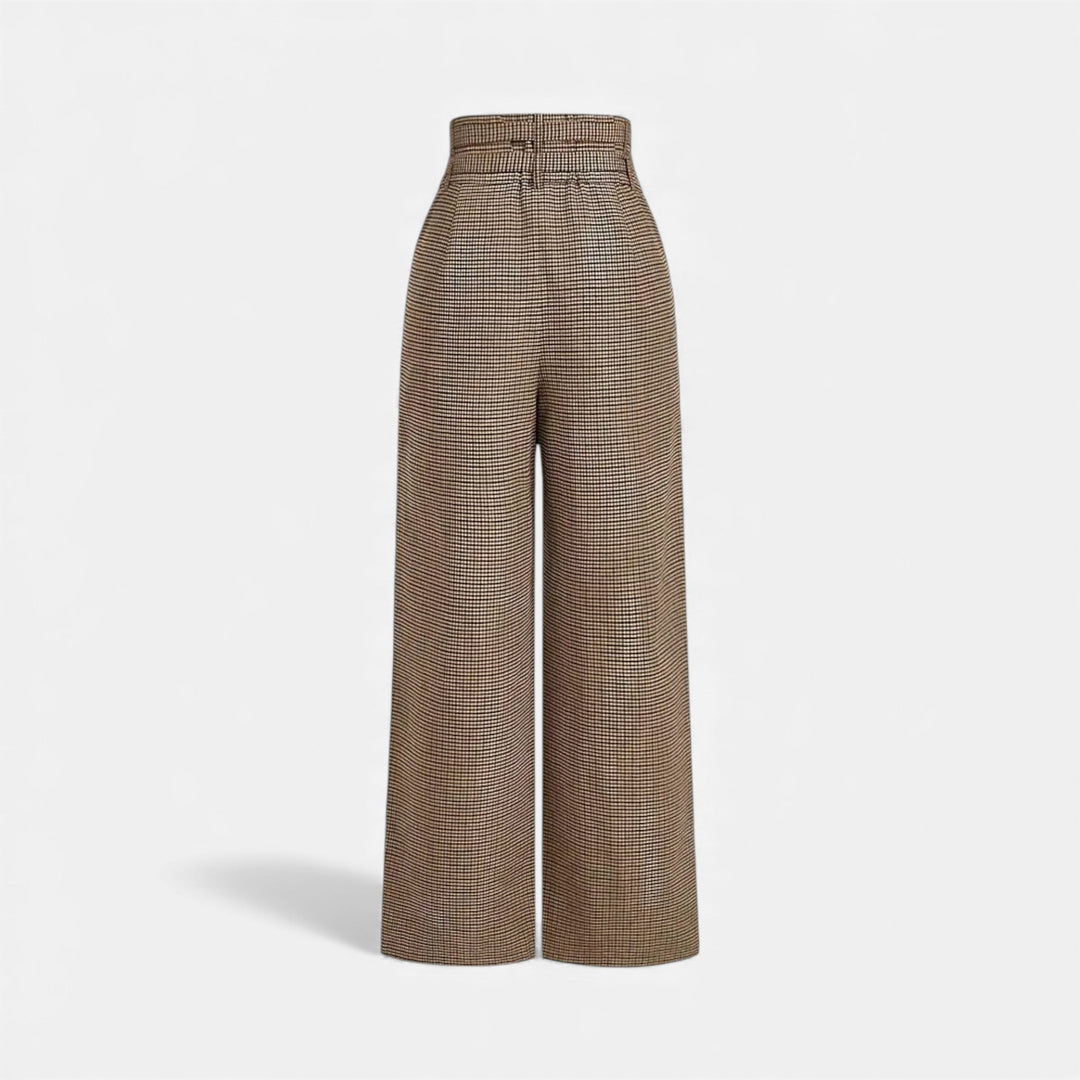 Charles Maison | Women’s Plaid High-Waist Wide-Leg Trousers