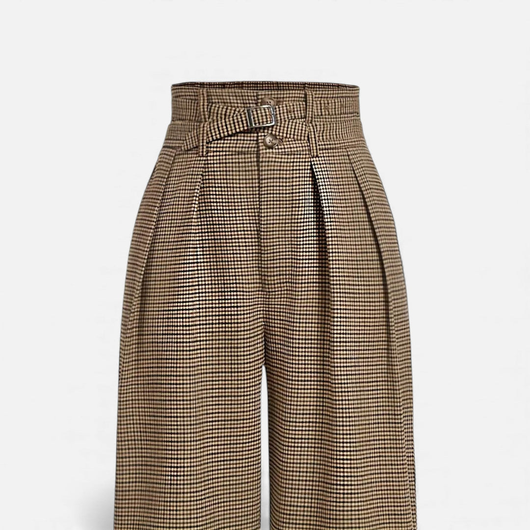 Charles Maison | Women’s Plaid High-Waist Wide-Leg Trousers