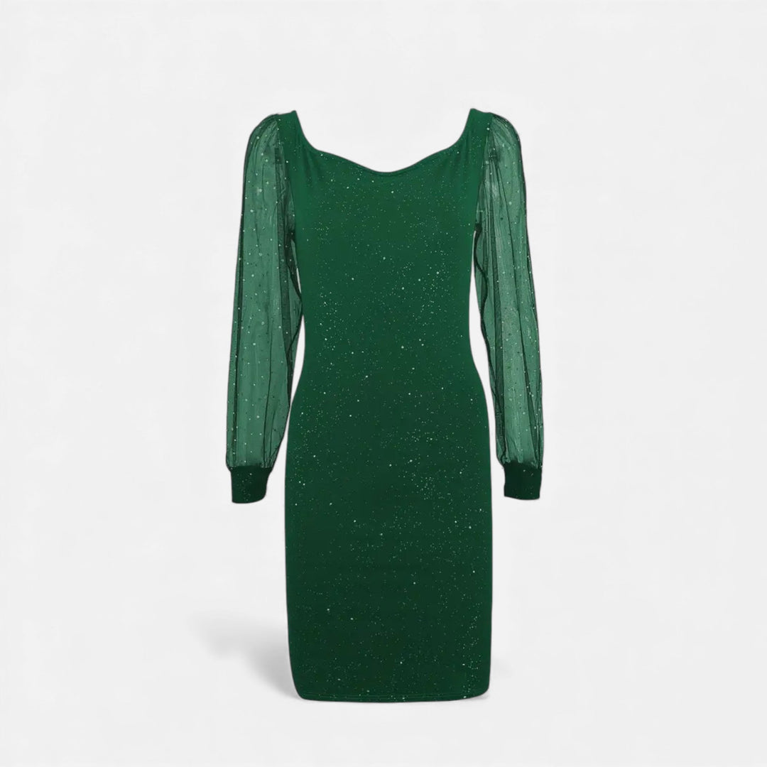 Charles Maison | Women’s V-Neck Sequin Mesh Bodycon Dress