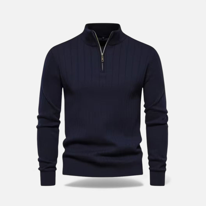 Charles Maison | Men’s Warm Minimalist Zippered Knit Sweater